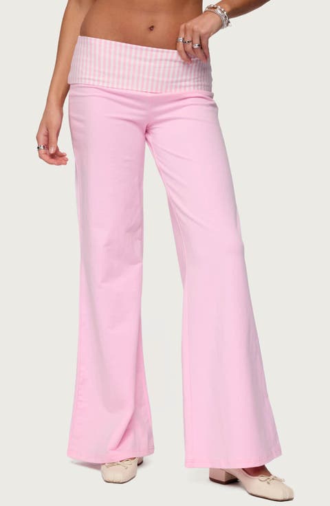 Meshey Striped Foldover Pants