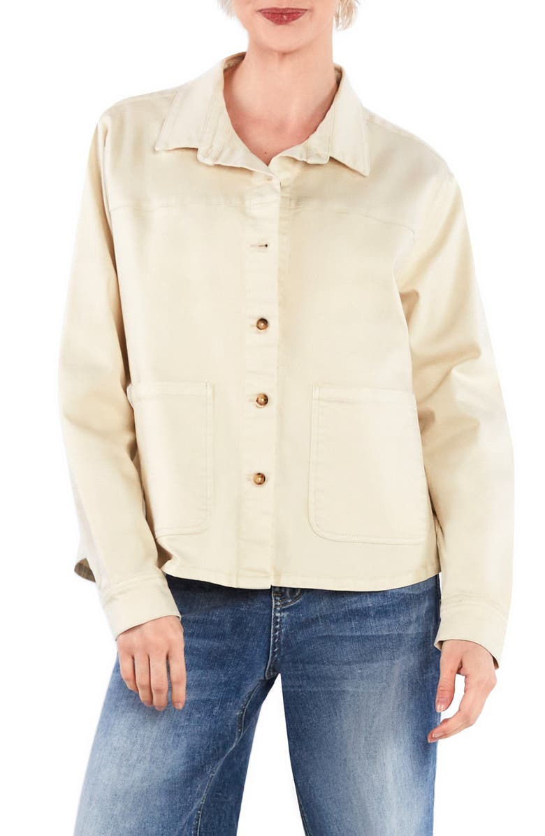 HINT OF BLU The Latest Scoop Denim Shirt Jacket, Main, color, Almond Milk