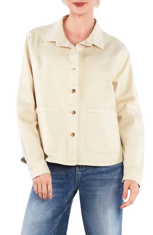 Hint Of Blu The Latest Scoop Denim Shirt Jacket In Nude