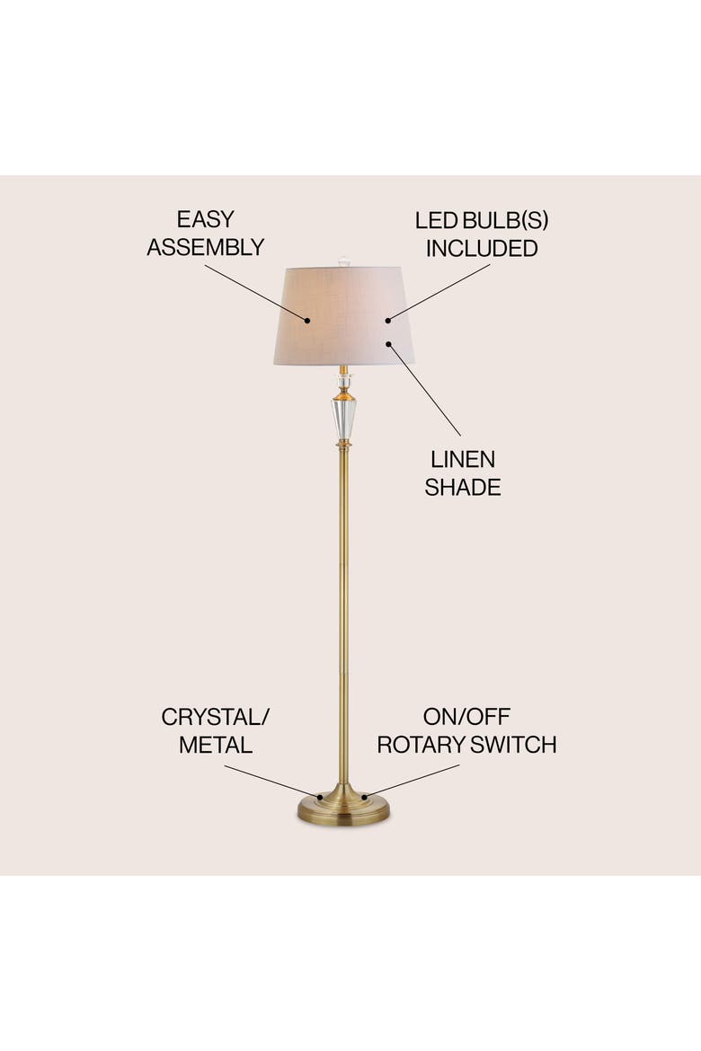 Harper Crystal / Metal LED Floor Lamp, Alternate, color, Brass Gold/Clear