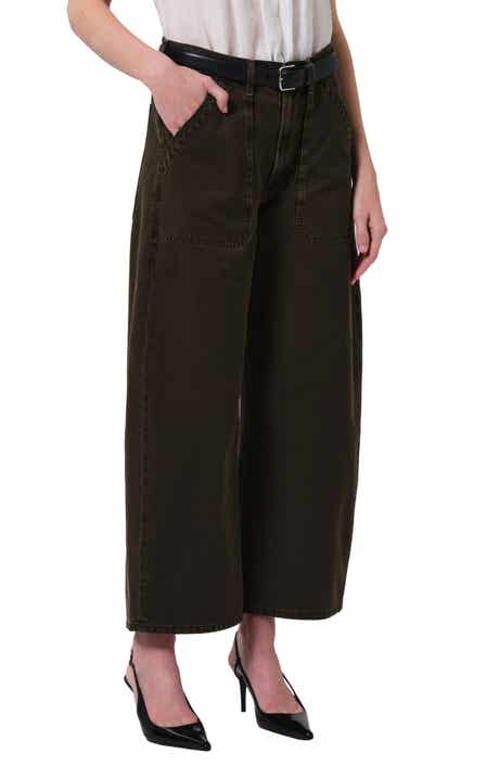 Ayla High Waist Crop Wide Leg Twill Utility Pants