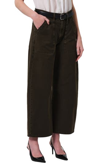 Citizen Of Humanity Citizens Of Humanity Ayla High Waist Crop Wide Leg Twill Utility Pants In Black