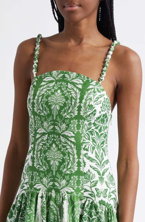 Shop Farm Rio Delicate Tapestry Midi Dress In Green