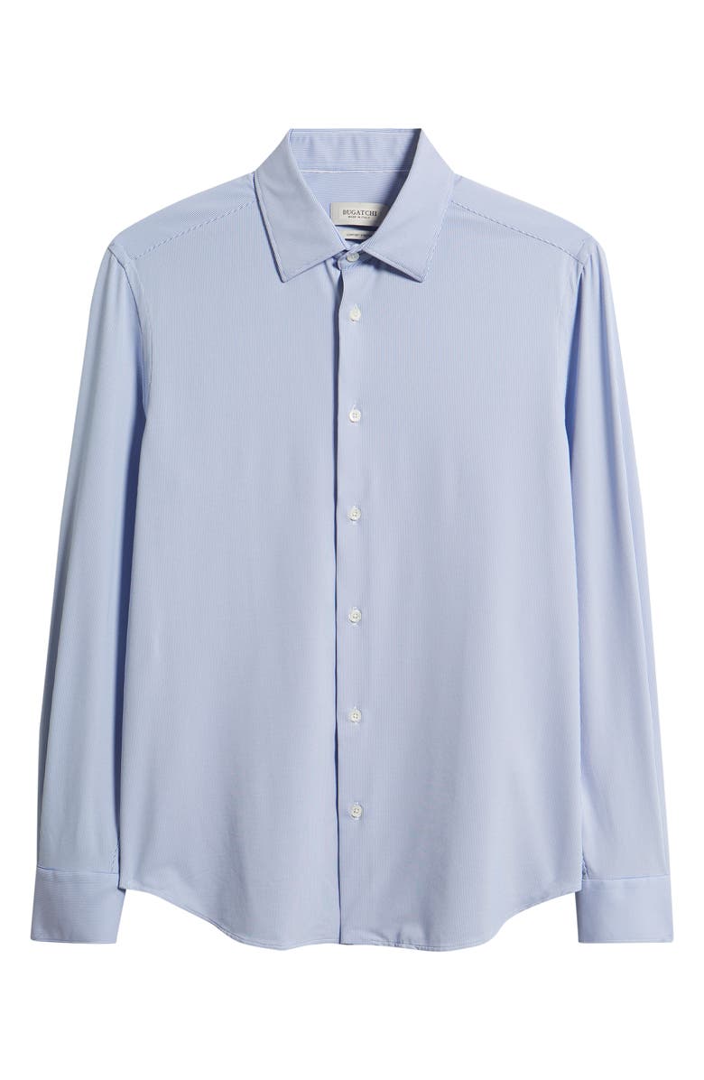 Bugatchi Julian Shaped Fit Stretch Button-Up Shirt, Main, color, Classic Blue