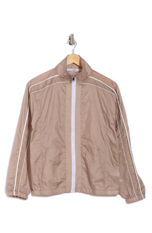 Jessica Simpson Contrast Piping Nylon Track Jacket In Atmosphere/bright White