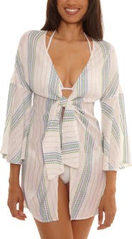 BECCA Radiance V-Neck Long Sleeve Cover-Up Tunic