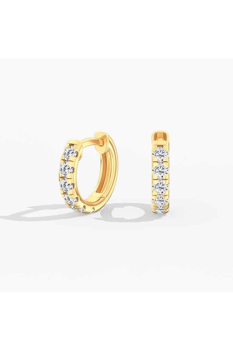 Mini Round Lab Diamond Huggie Earrings in 14K, Main, color, Yellow Gold