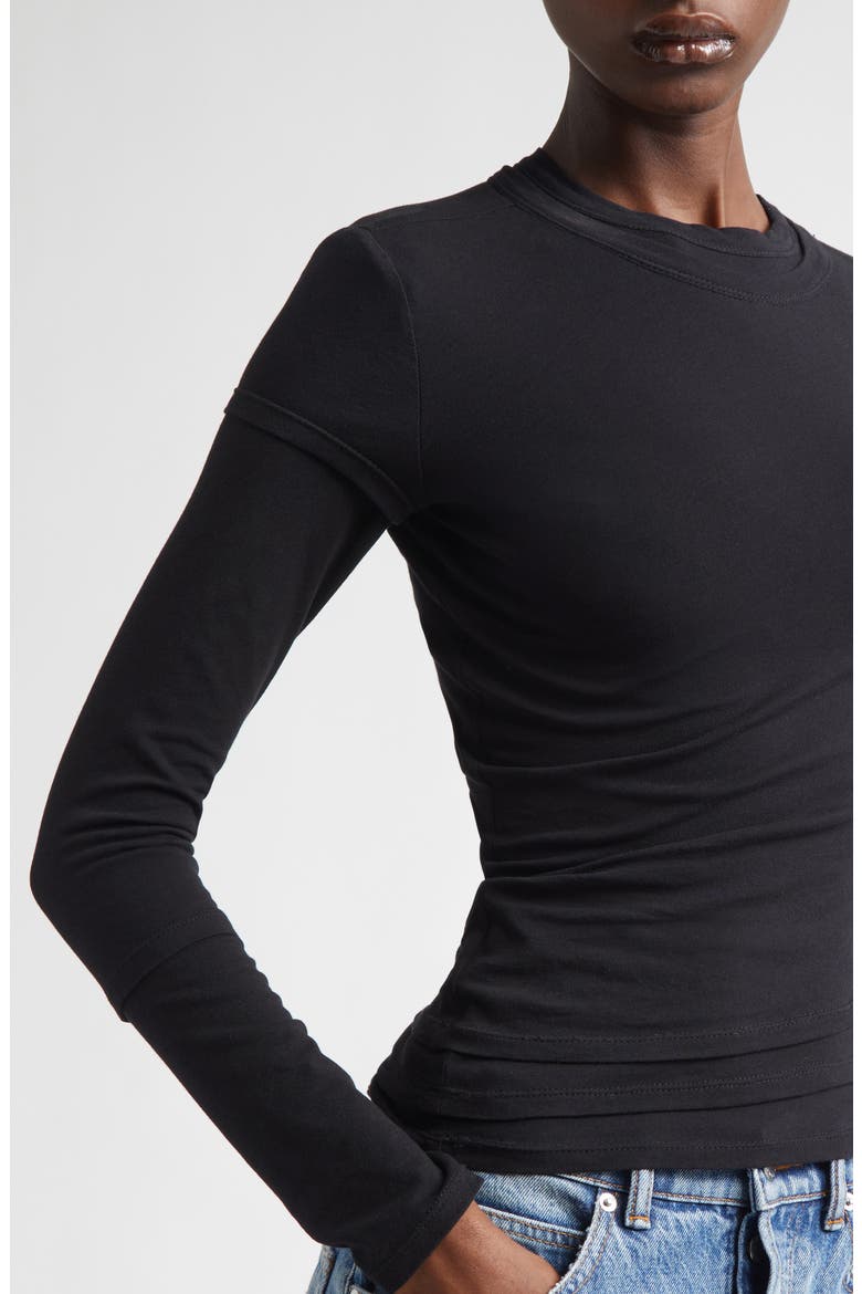 Long Sleeve Layered T-Shirt, Alternate, color, BLACK