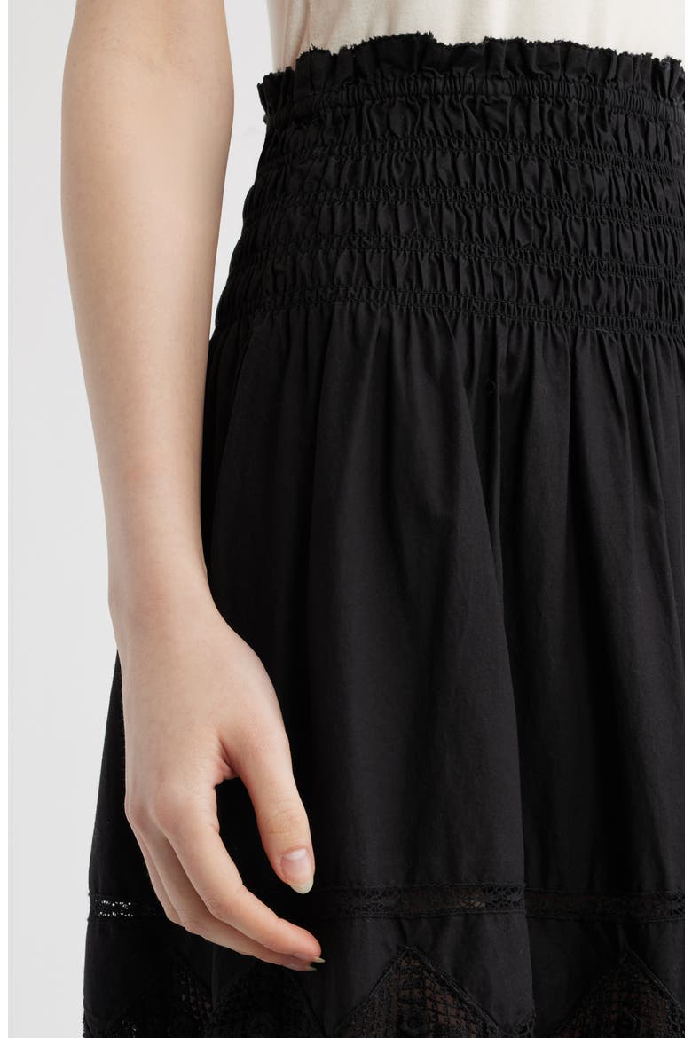 The Rosette Crochet Trim Cotton Pull-On Skirt, Alternate, color, BLACK