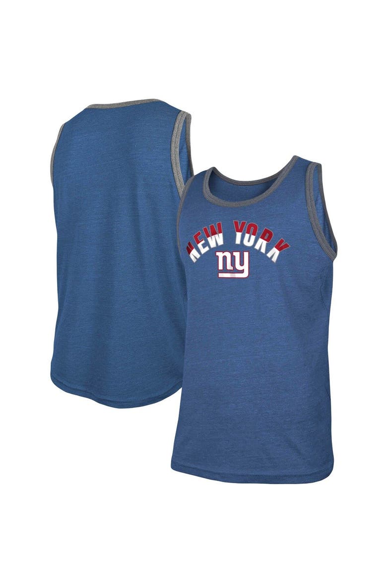 Men's New Era Heathered Royal New York Giants Ringer Tri-Blend Tank Top, Main, color, Heather Royal