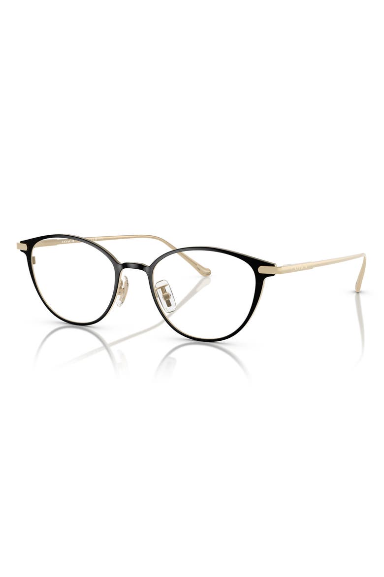 51mm Oval Optical Glasses, Alternate, color, SHINY BLACK / DEMO LENS