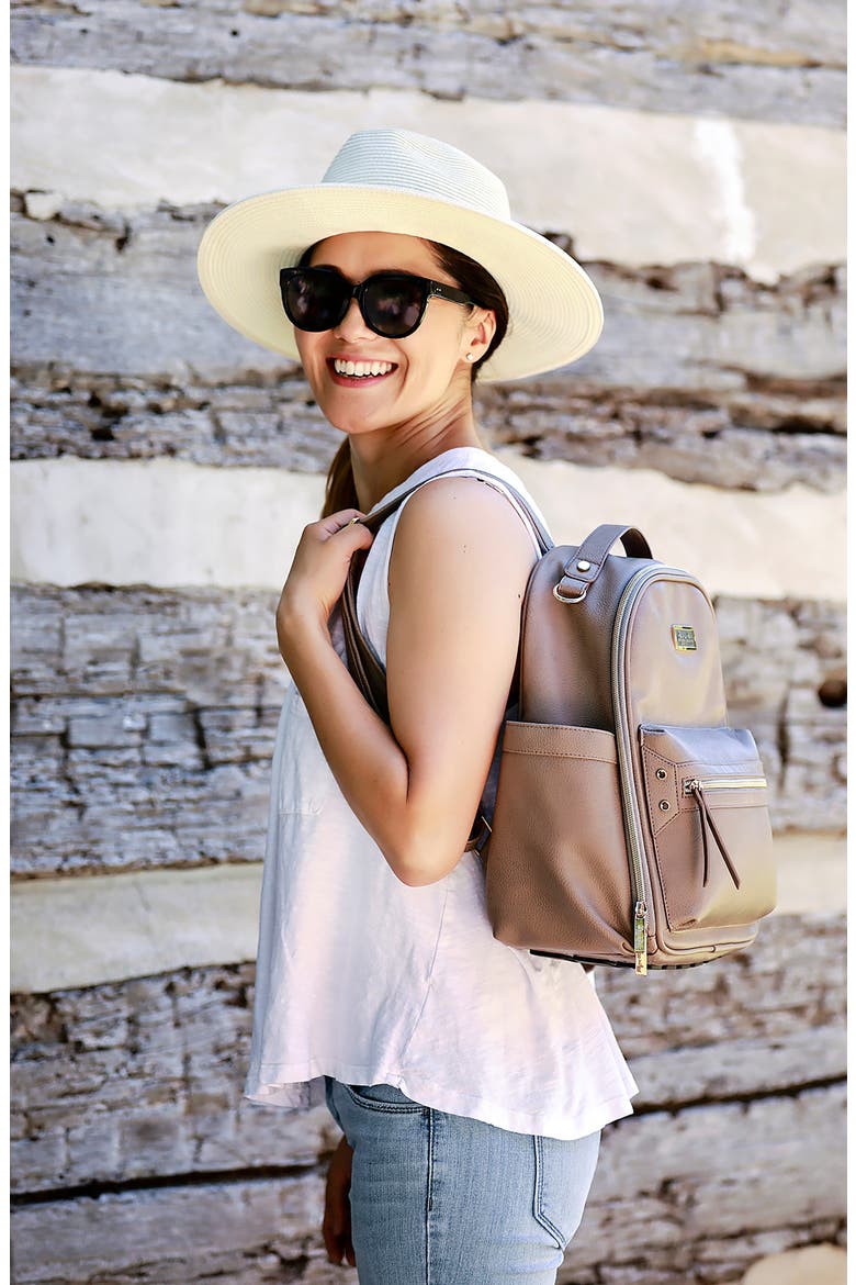 Faux Leather Mini Diaper Backpack, Alternate, color, TAUPE