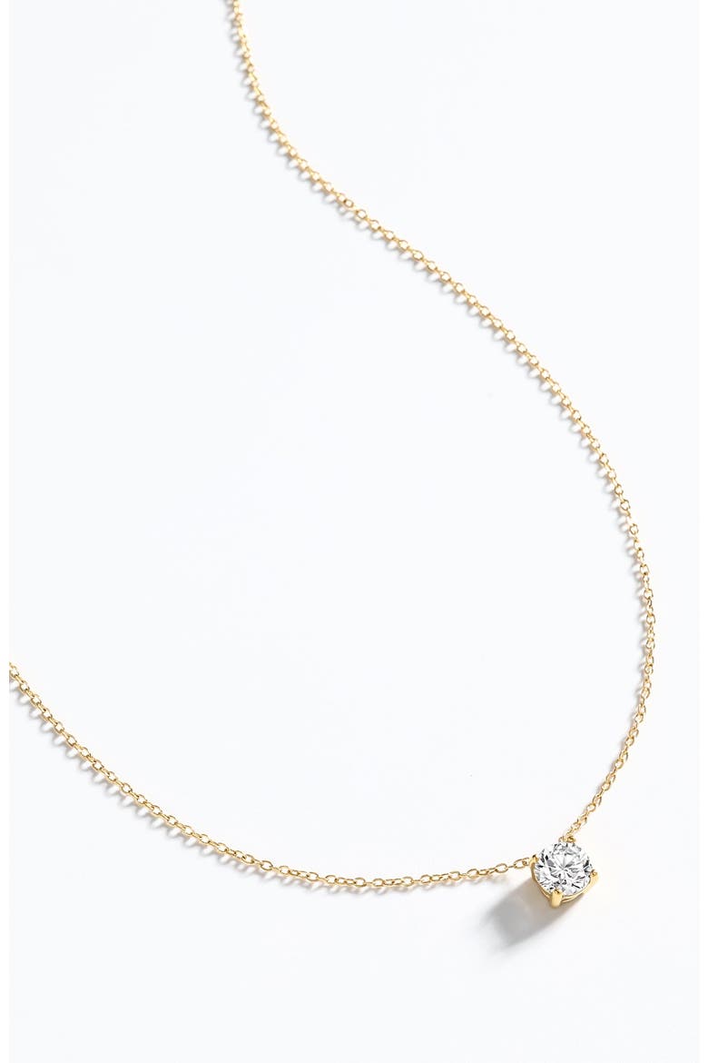 Dainty Solitaire Pendant Necklace, Alternate, color, Gold