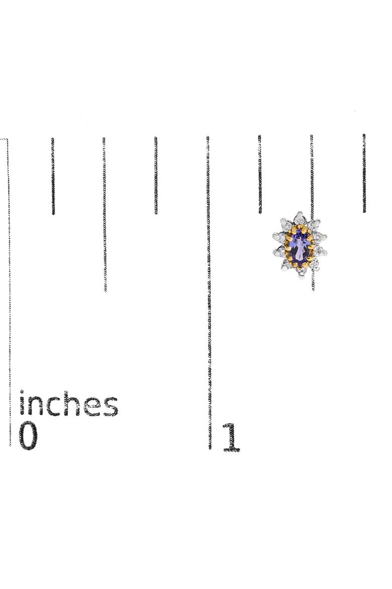 14K Yellow Gold 1/4 Cttw Diamond andTanzanite Halo Stud Earrings, Alternate, color, Yellow