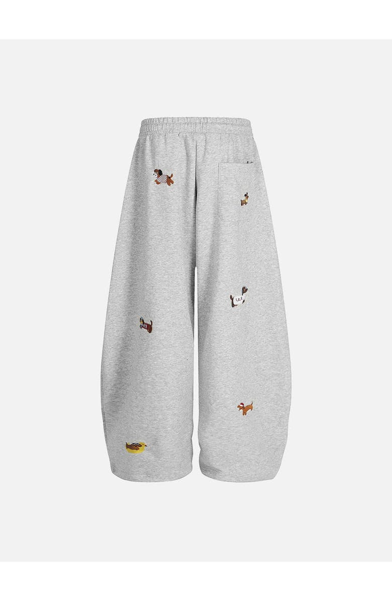AELFRIC EDEN Embroidery Dog Baggy Barrel Sweatpants, Alternate, color, Grey