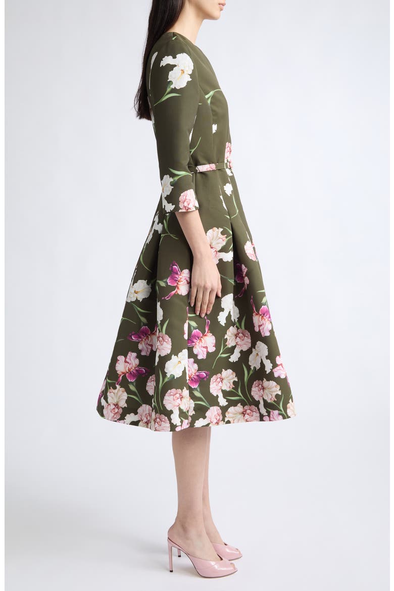 Painted Iris Belted Long Sleeve Dress, Alternate, color, DARK MOSS MULTI