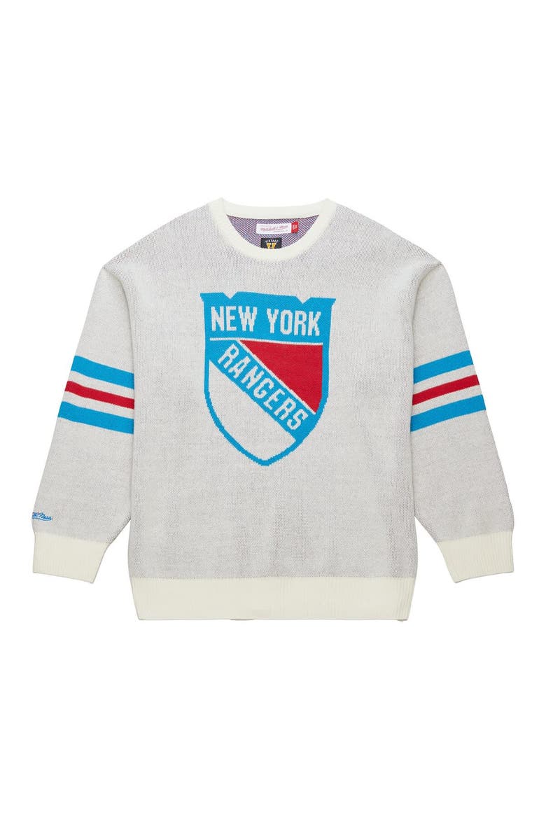 Men's Mitchell & Ness Cream New York Rangers Centennial Retro Logo Sweater, Main, color, Cream