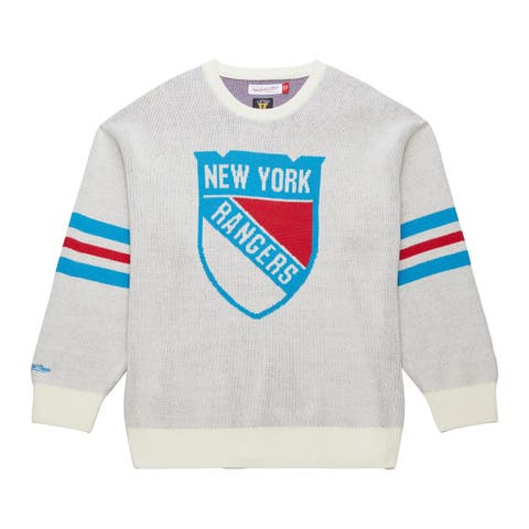 Men's Mitchell & Ness Cream New York Rangers Centennial Retro Logo Sweater
