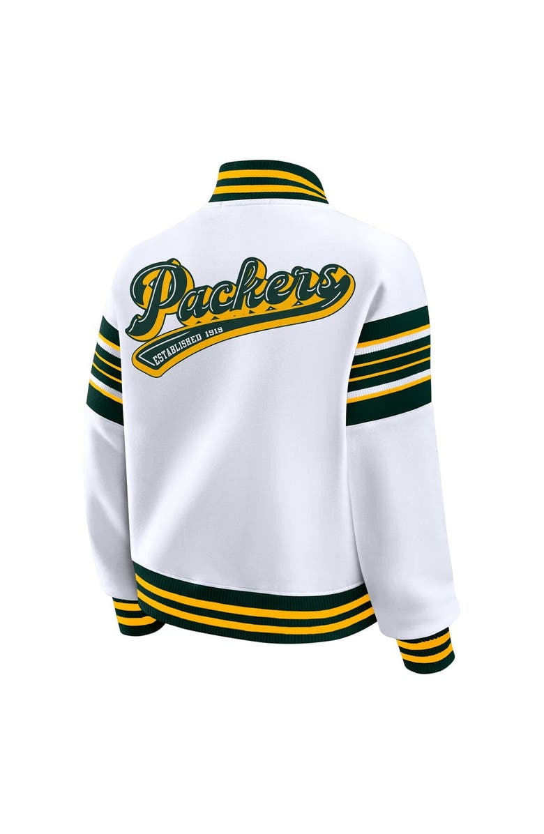 WEAR by Erin Andrews Women's WEAR by Erin Andrews White Green Bay Packers Plus Size Full-Snap Fleece Sweatshirt Jacket, Alternate, color, White