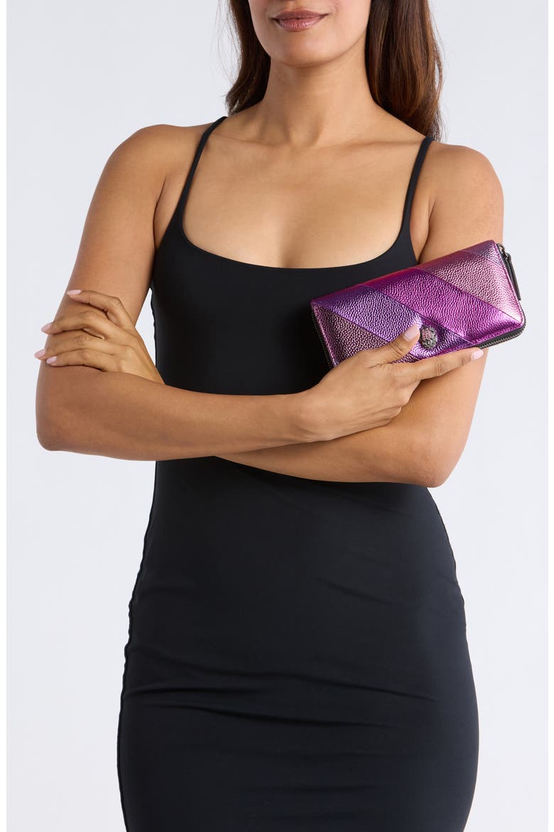 Zip Leather Wallet, Alternate, color, PINK COMB