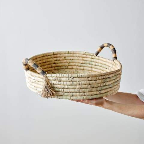 Natural Banded Betty Tray with Tassel