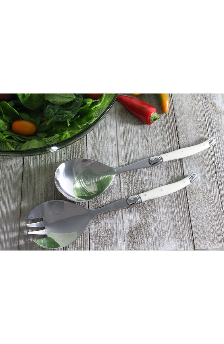 FRENCH HOME 2-Piece Laguiole Faux Ivory Salad Servers, Alternate, color, Ivory