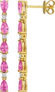 Julianna B. Pink Sapphire & Diamond Linear Drop Earrings 14K