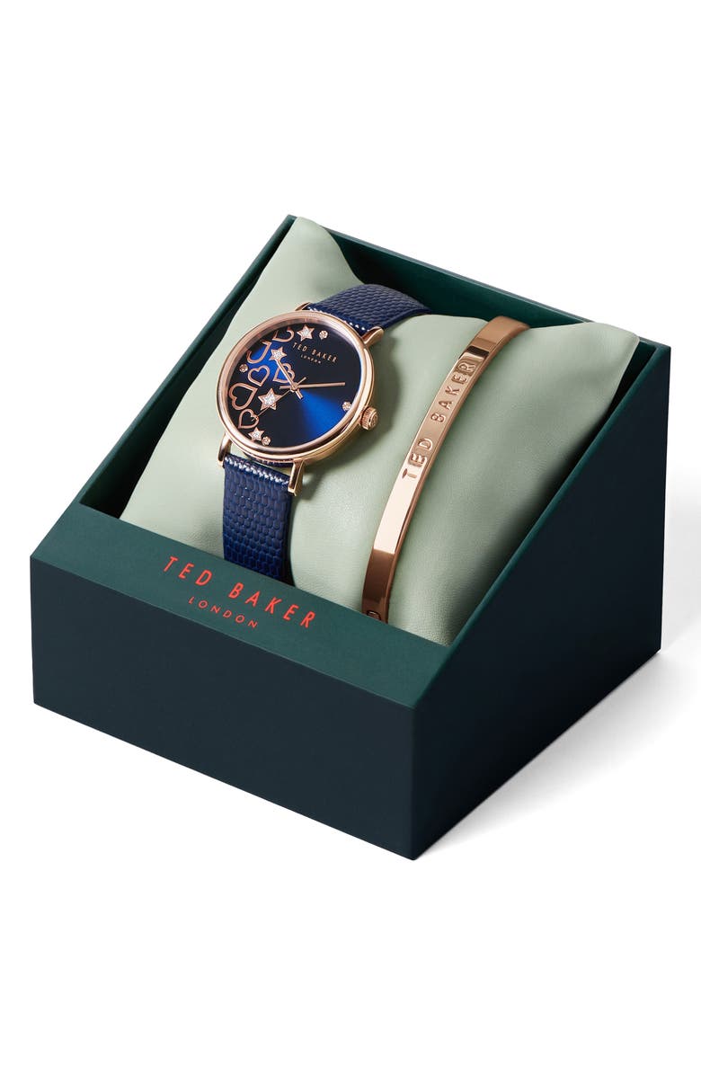 Ted Baker London Phylipa Leather Strap Watch & Bangle Bracelet Set, 34mm, Alternate, color,