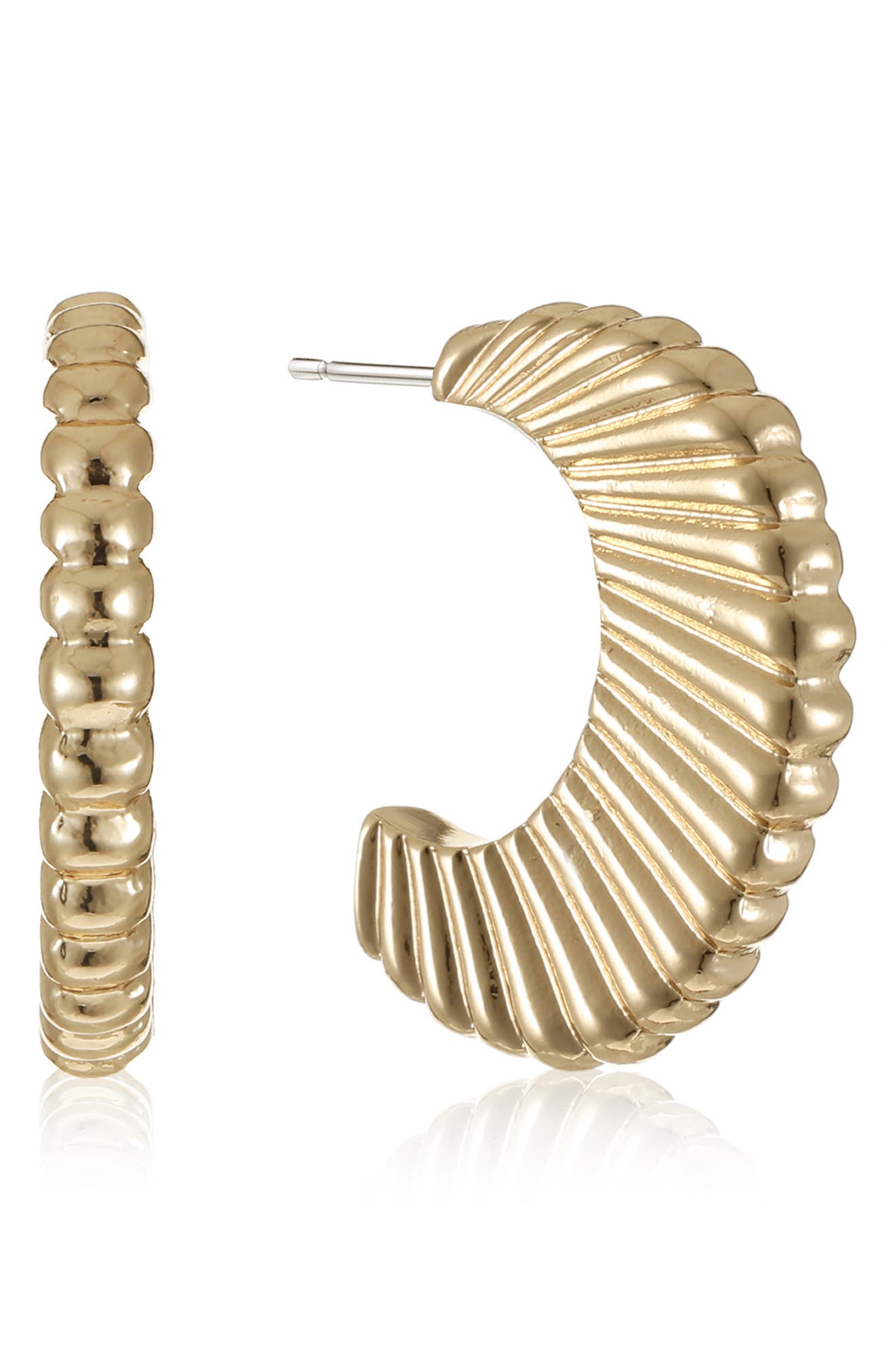 Ettika Ribbed Crescent Hoop Earrings