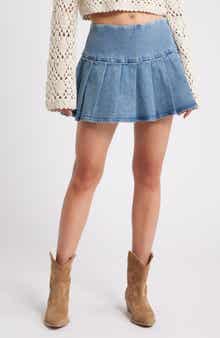 BP. Pleated Denim Miniskirt