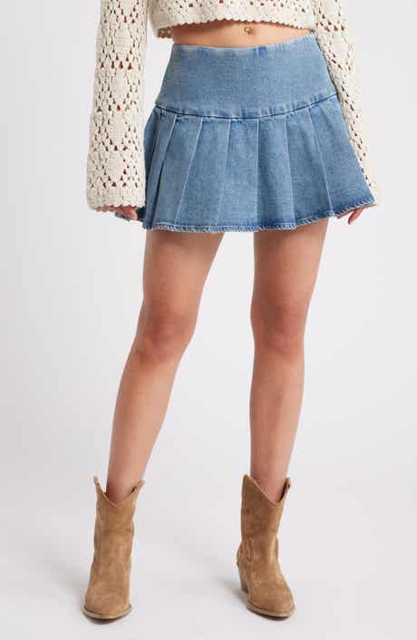 BP. Pleated Denim Miniskirt