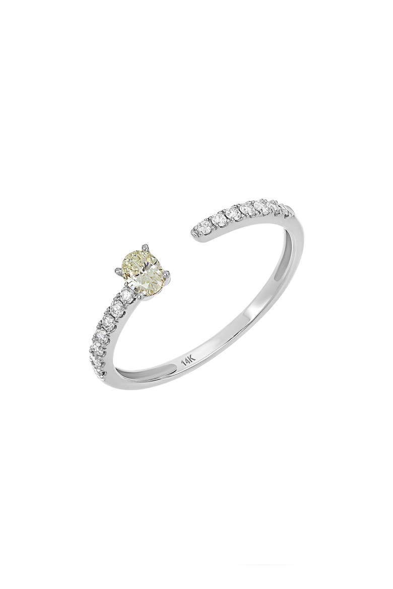 Oval Center Diamond Cuff Ring - 0.31ct. (Nordstrom Exclusive), Main, color, 14K WHITE GOLD