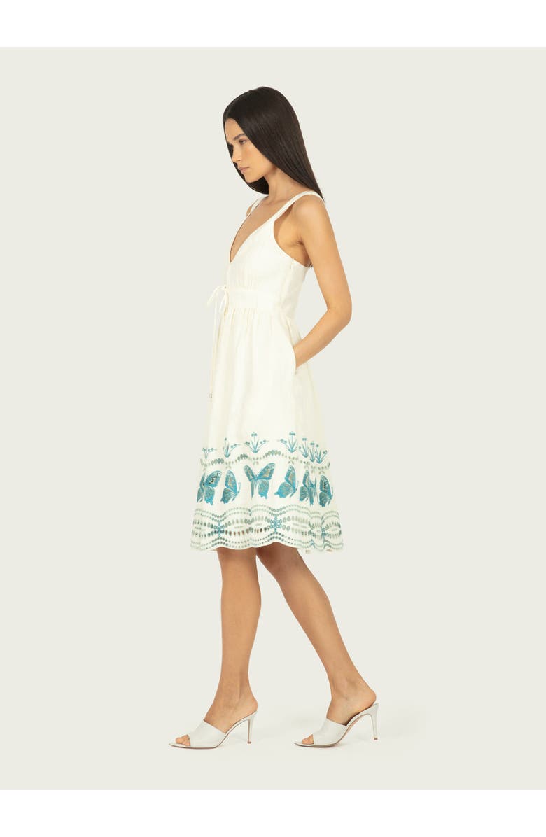 SECRET MISSION Verona Dress, Alternate, color, Crème & Multi Blue Embroidery
