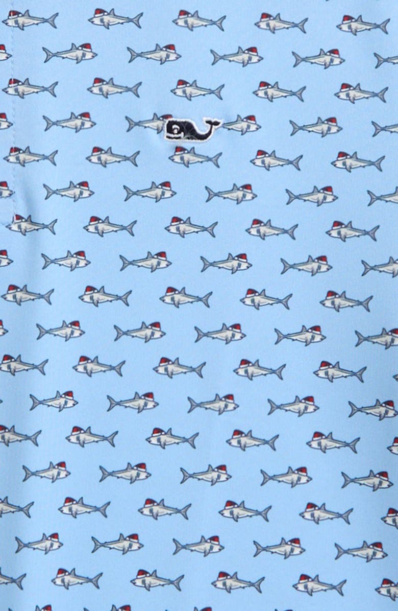 vineyard vines Kids' Sankaty Sailboat Print Performance Polo, Alternate, color, Santa Shark Jakeblue