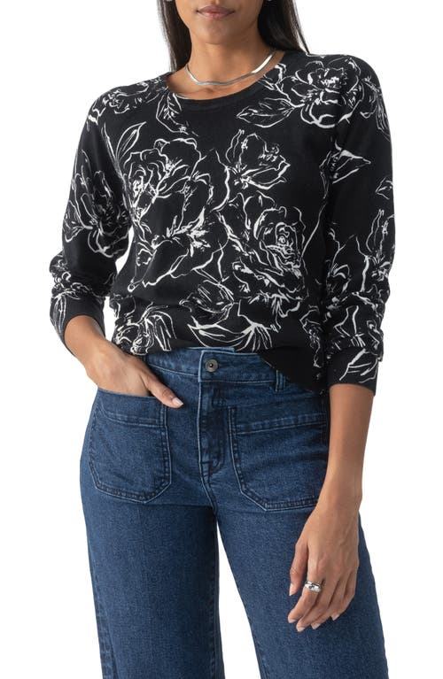 Sanctuary Silvana Floral Knit Long Sleeve Sweater In Black In Rose Stencil