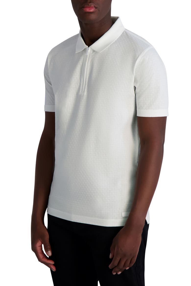 Textured Quarter Zip Performance Polo, Alternate, color, WHITE