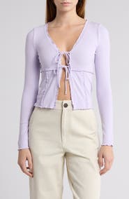 Elodie Tie Front Long Sleeve Crop Top