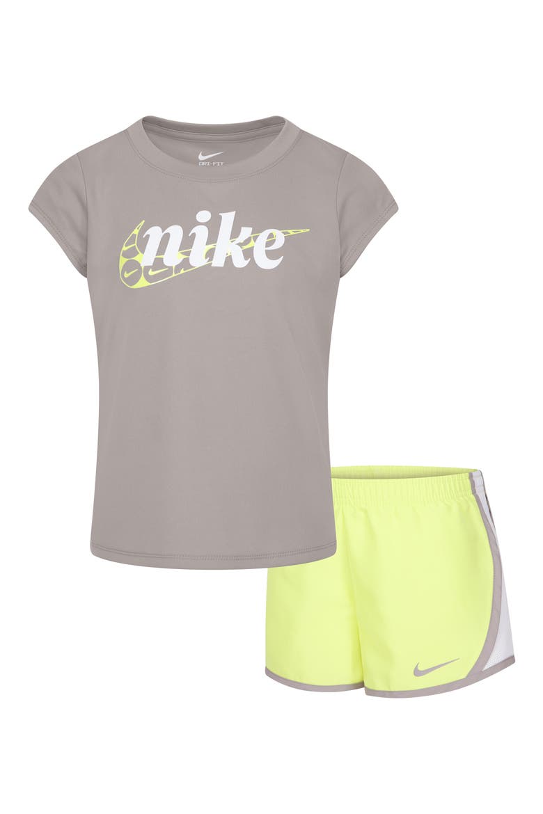 Kids' Essentials Tempo Graphic T-Shirt & Shorts Set, Main, color, NIKE LIGHT LEMON TWIST