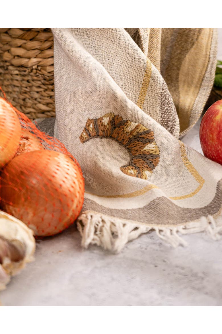Olive Hand-Stitched Kitchen Towel Set, Alternate, color, Brown, Yellow
