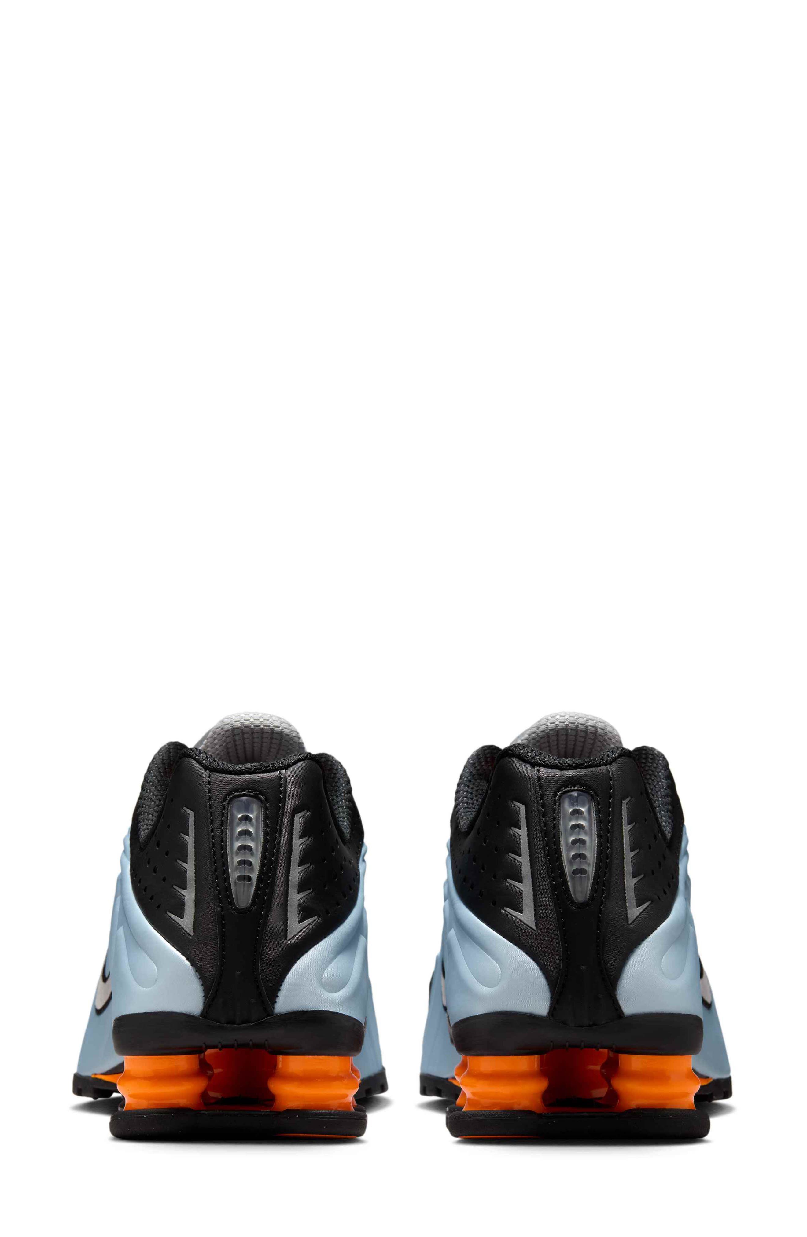 Shox R4 Sneaker, Alternate, color, BLUE TINT/ TOTAL ORANGE/ BLACK