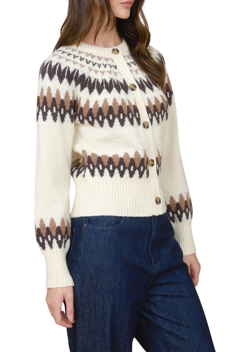 Fair Isle Cardigan, Alternate, color, IVORY MULTI