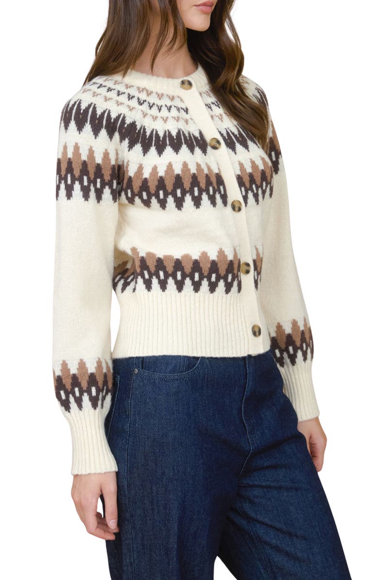 Blu Pepper Fair Isle Cardigan, Alternate, color, Ivory Multi