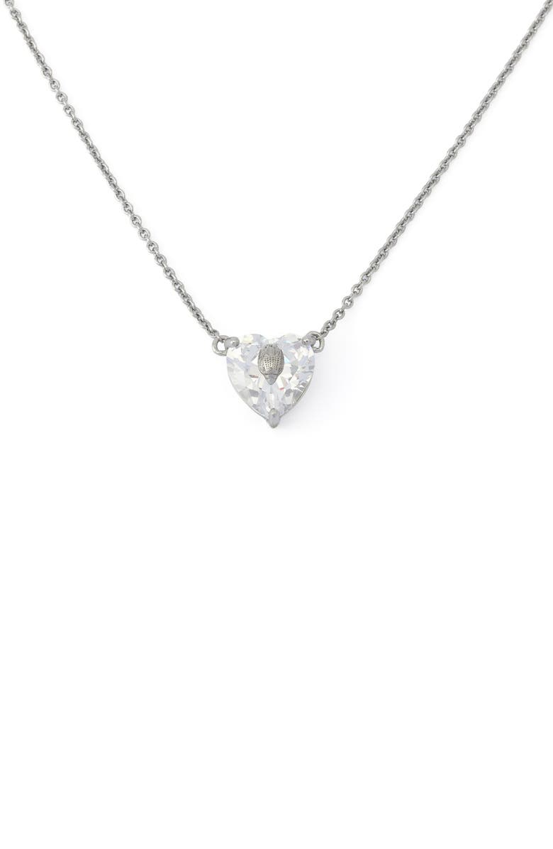 Kurt Geiger London Heart Pendant Necklace, Main, color, Rhodium/ Crystal