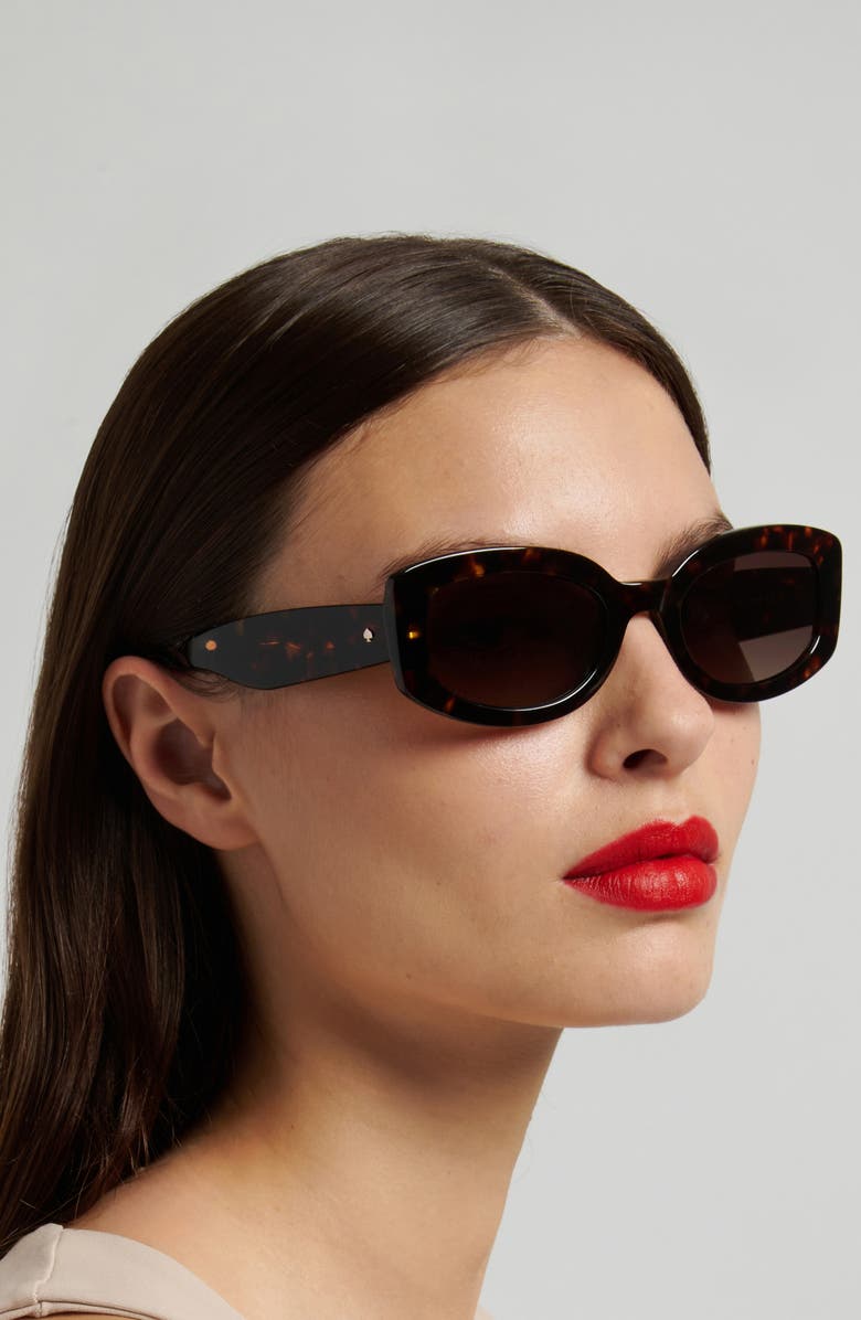 Kate Spade New York ailey 53mm gradient rectangular sunglasses, Alternate, color, Havana/ Brown Sf