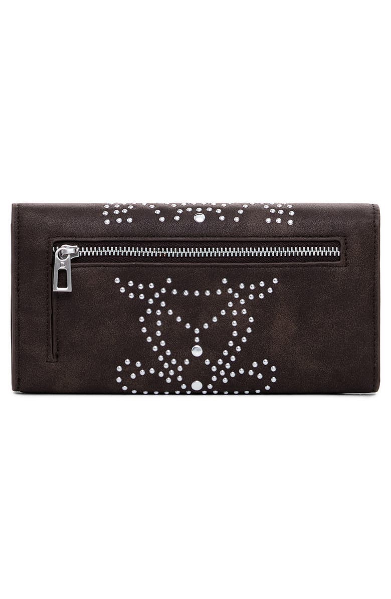 Desigual Studded Faux Leather Wallet, Alternate, color, Dark Brown