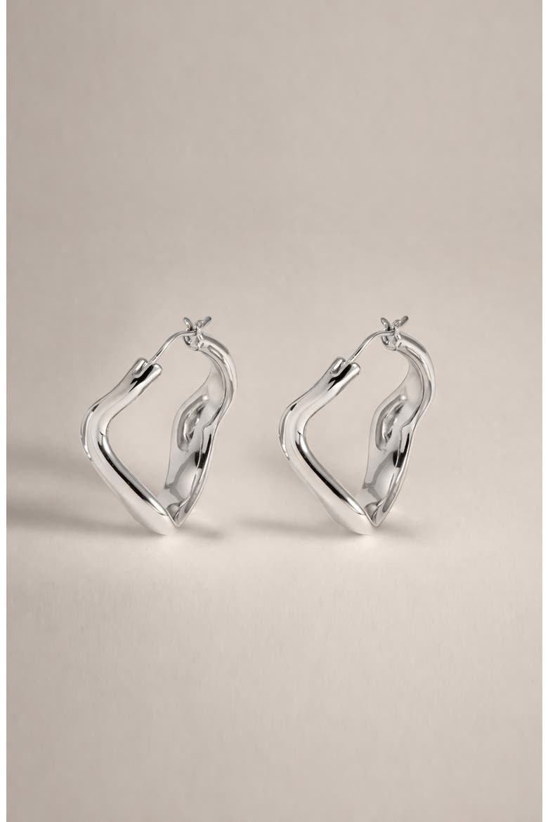 Curved Maxi Hoop Earrings in Silver, Alternate, color, Silver
