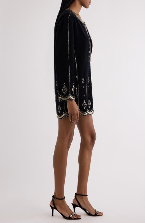 Isabel Marant Helene Embellished Cotton-velvet Mini Dress In Black/silver