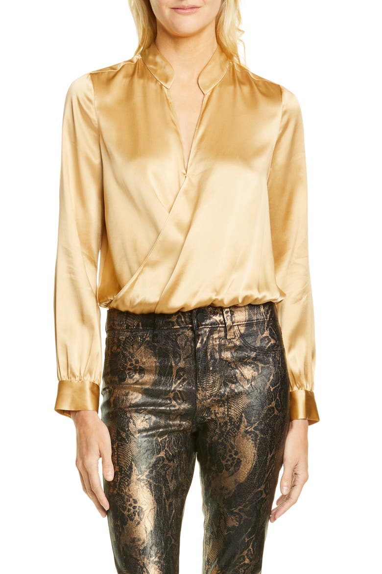 Marcella Silk Charmeuse Bodysuit, Main, color, TRENCH