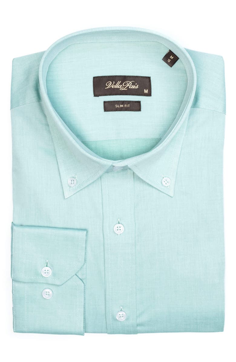 VELLAPAIS Avalon Slim Fit Cotton Dress Shirt, Alternate, color, Green