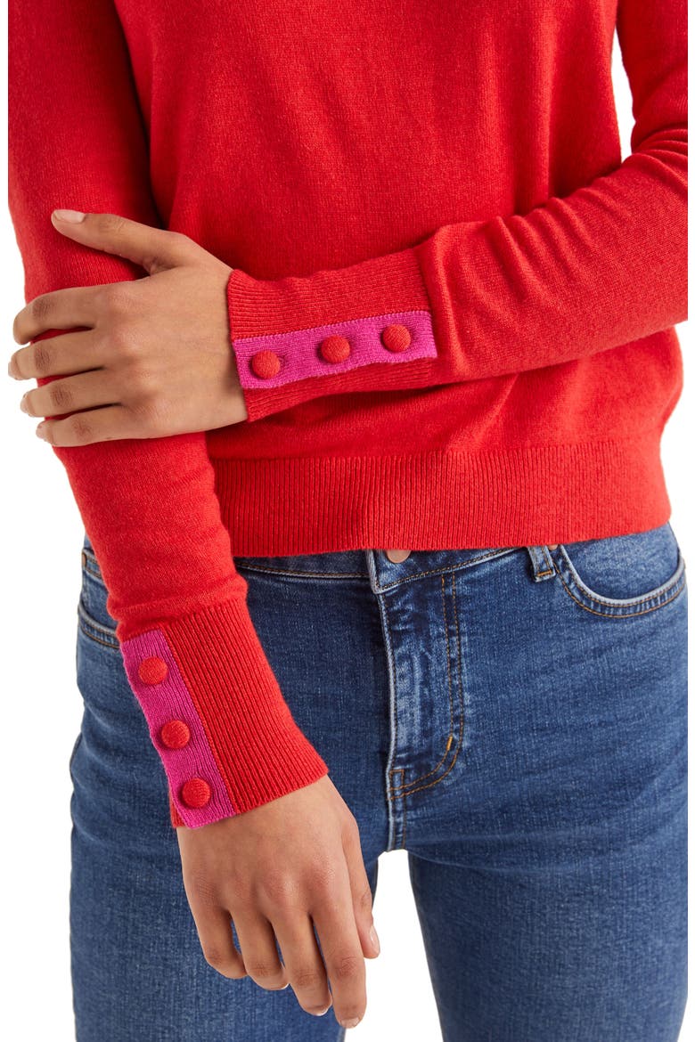 Dorset Button Back Sweater, Alternate, color, POST BOX RED